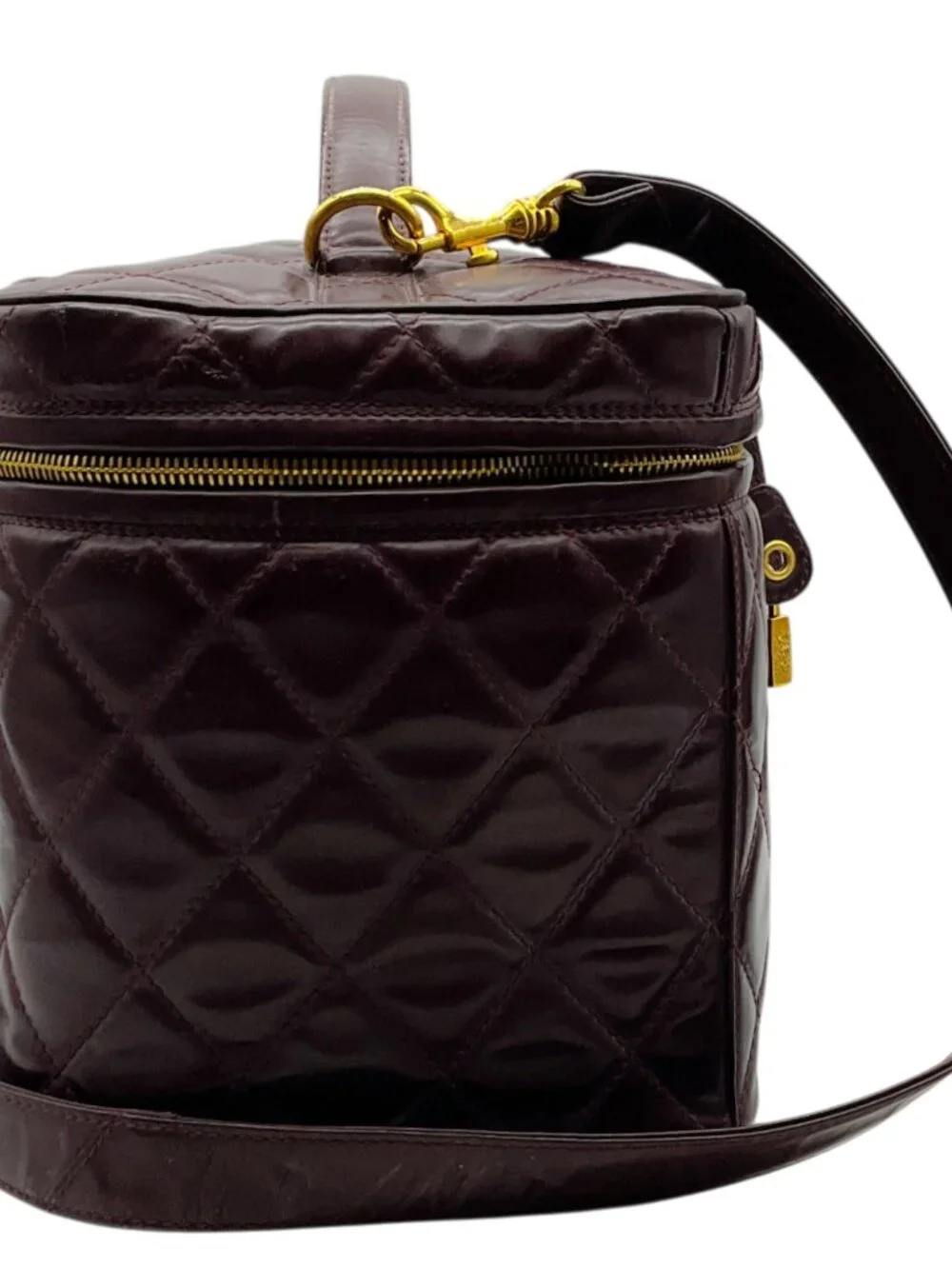 Chanel Burgundy Quilted Leather Vanity Case